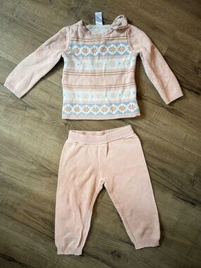 🌼3/$20 Kids Pink Knit Sweater & Pants Set